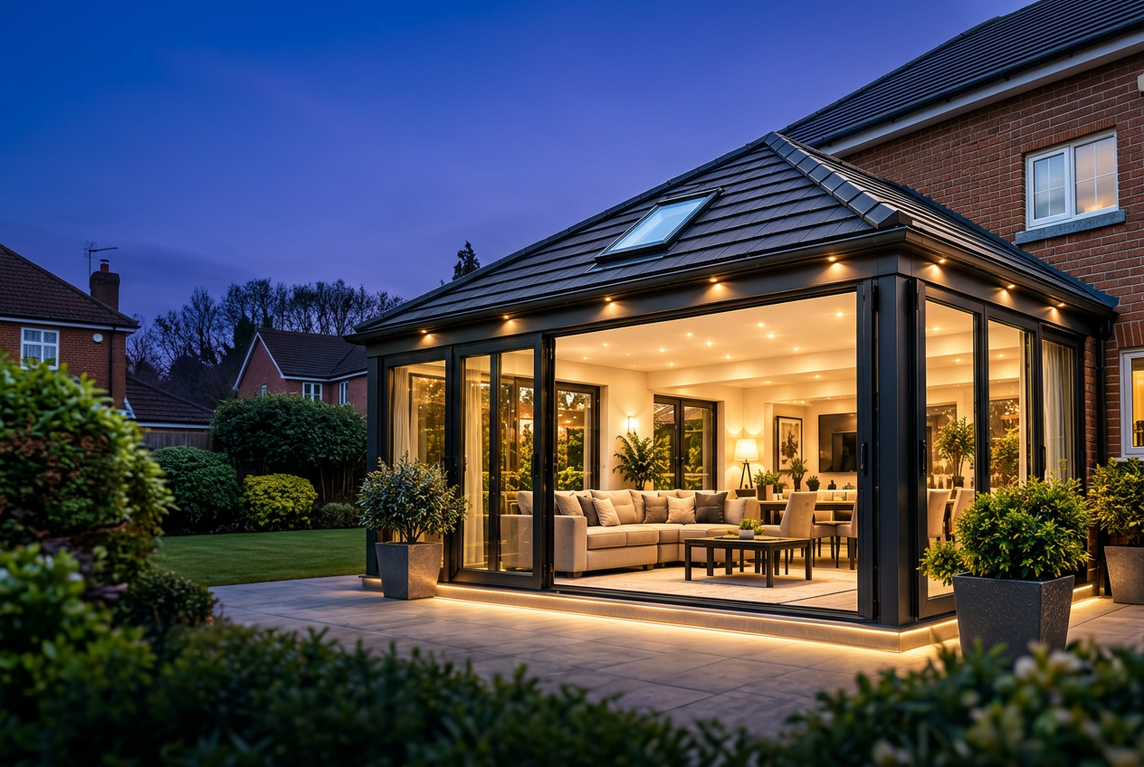 A finished tiled roof conservatory with a warm, comfortable interior